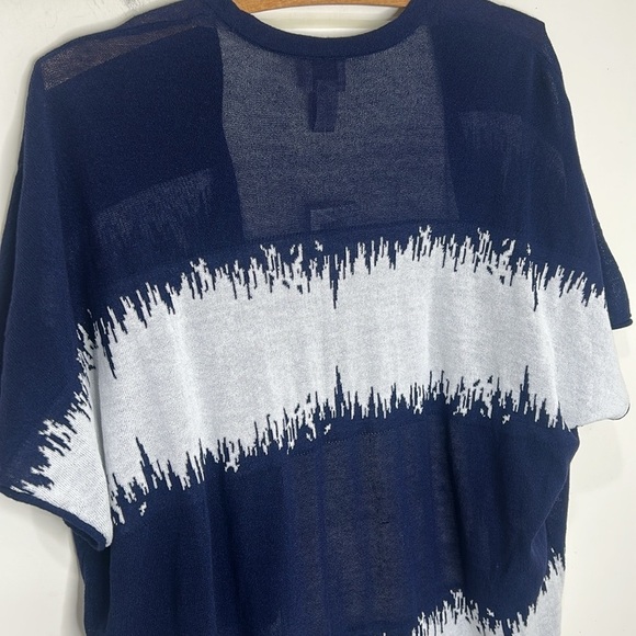 NWT CHICO’S Static Wave Kadie Cardi Jacket Midnight Blue White Size 0 Small - Picture 11 of 14